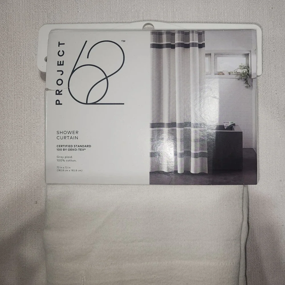 project 62 shower curtain 100% cotton 72 x72 gray plaid